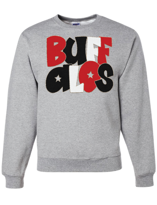 *Faux* Chenille Buffalos Crew Sweatshirt