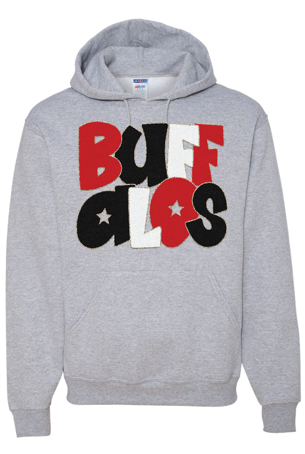 *Faux* Chenille Buffalos Jerzees NuBlend® Hooded Sweatshirt