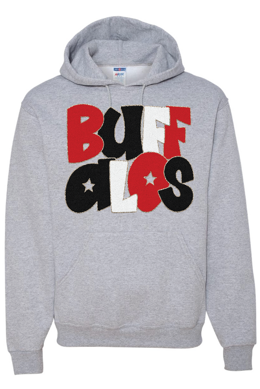 *Faux* Chenille Buffalos Jerzees NuBlend® Hooded Sweatshirt