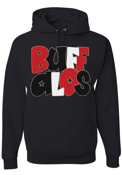 *Faux* Chenille Buffalos Jerzees NuBlend® Hooded Sweatshirt
