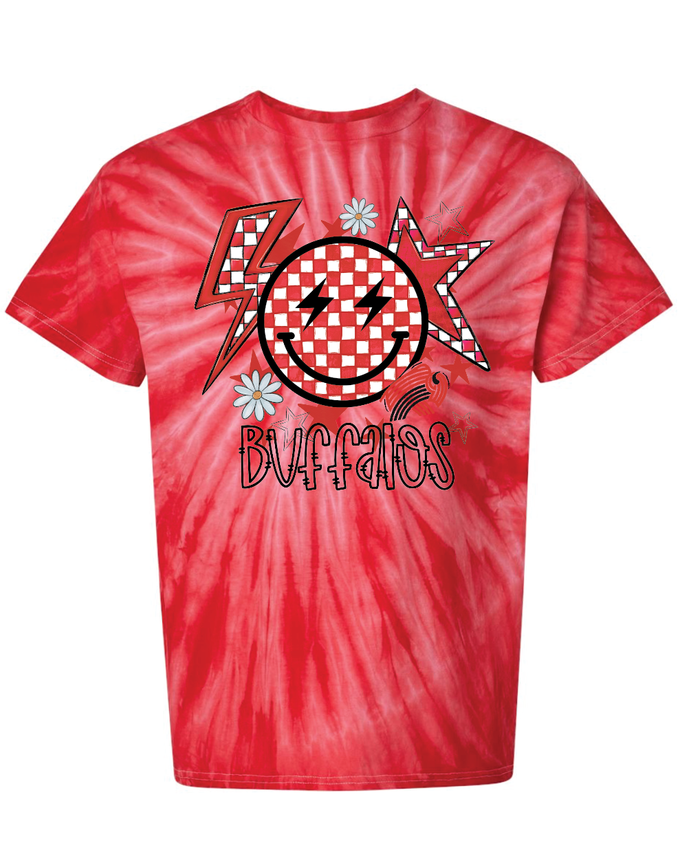 Checkered Buffalo Tie-Dyed T-Shirt