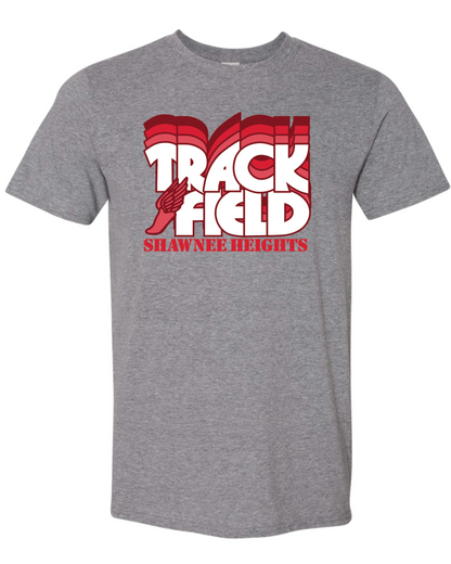 Thunderbirds Track and Field in Red Gildan Softstyle T-Shirt