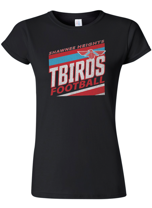 Tbirds Football Stripes Womens Gildan Softstyle T-Shirt
