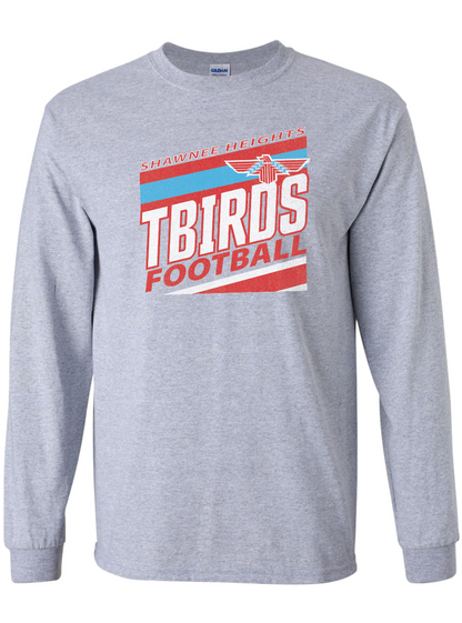 Tbirds Football Stripes Gildan Ultra Cotton Long Sleeve T-Shirt