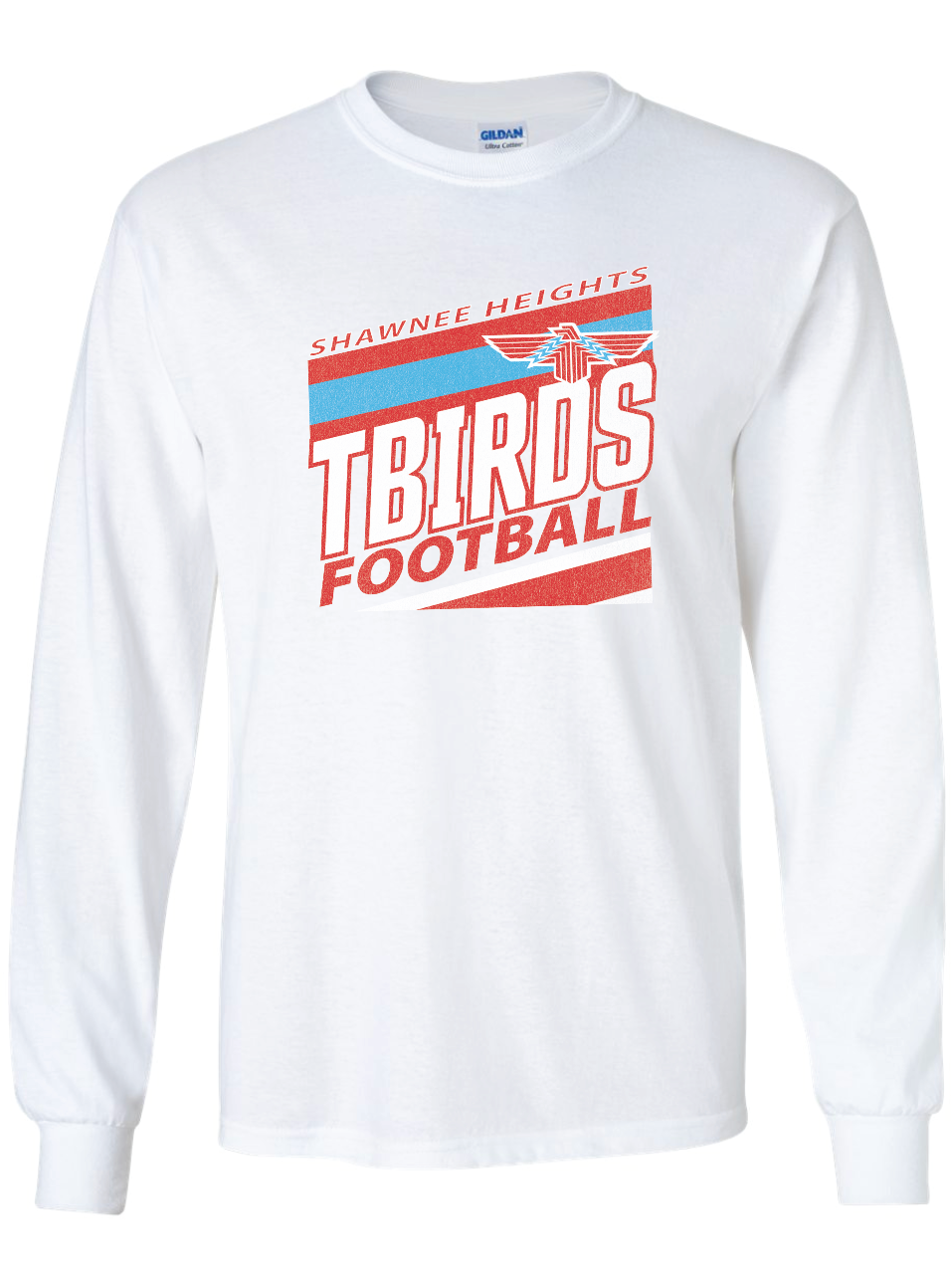 Tbirds Football Stripes Gildan Ultra Cotton Long Sleeve T-Shirt