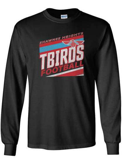 Tbirds Football Stripes Gildan Ultra Cotton Long Sleeve T-Shirt