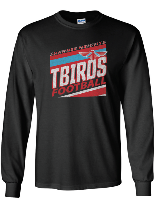 Tbirds Football Stripes Gildan Ultra Cotton Long Sleeve T-Shirt