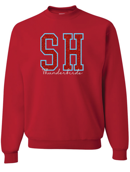 Embroidered Glitter SH Thunderbirds Crew Sweatshirt