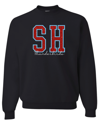 Embroidered Glitter SH Thunderbirds Crew Sweatshirt