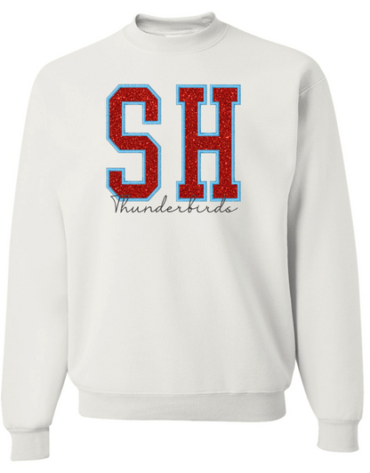 Embroidered Glitter SH Thunderbirds Crew Sweatshirt