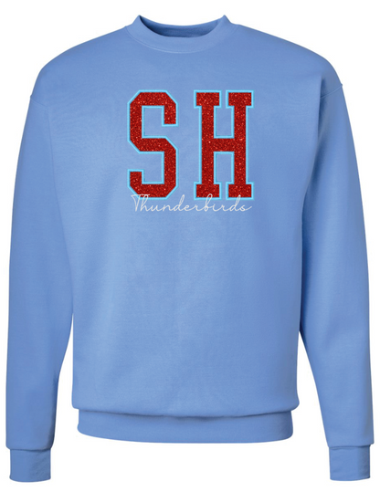 Embroidered Glitter SH Thunderbirds Crew Sweatshirt