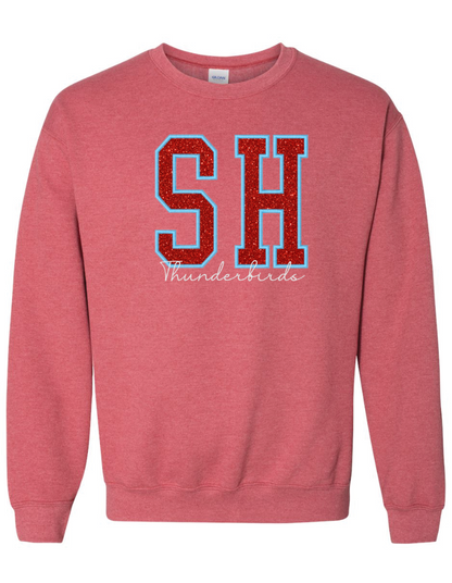 Embroidered Glitter SH Thunderbirds Crew Sweatshirt