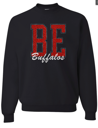 Embroidered Glitter Berryton Buffalos Crew Sweatshirt