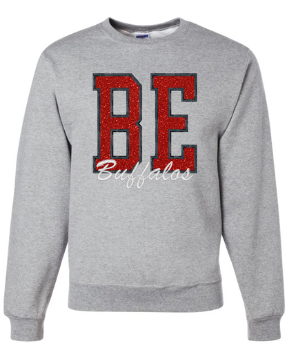 Embroidered Glitter Berryton Buffalos Crew Sweatshirt