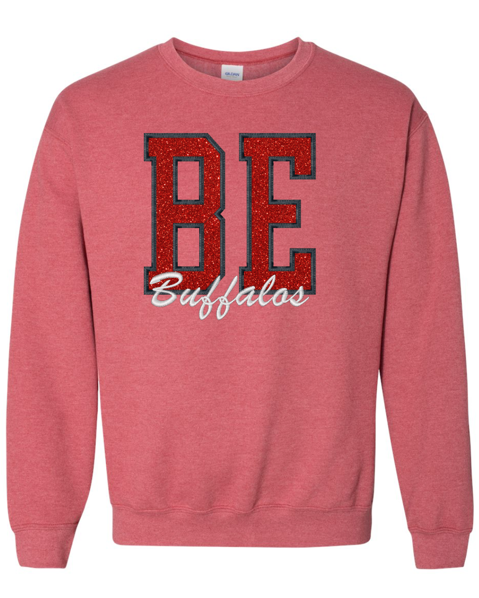 Embroidered Glitter Berryton Buffalos Crew Sweatshirt
