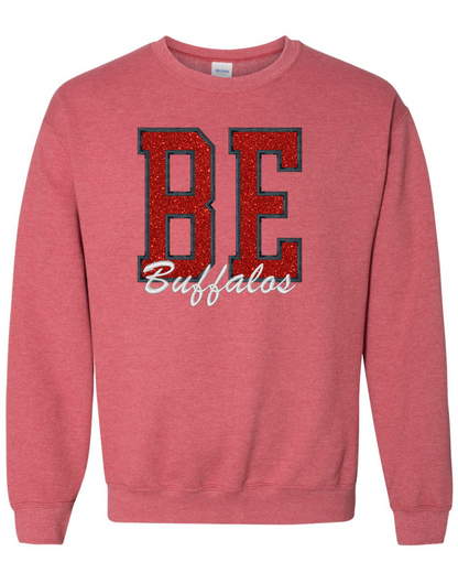 Embroidered Glitter Berryton Buffalos Crew Sweatshirt