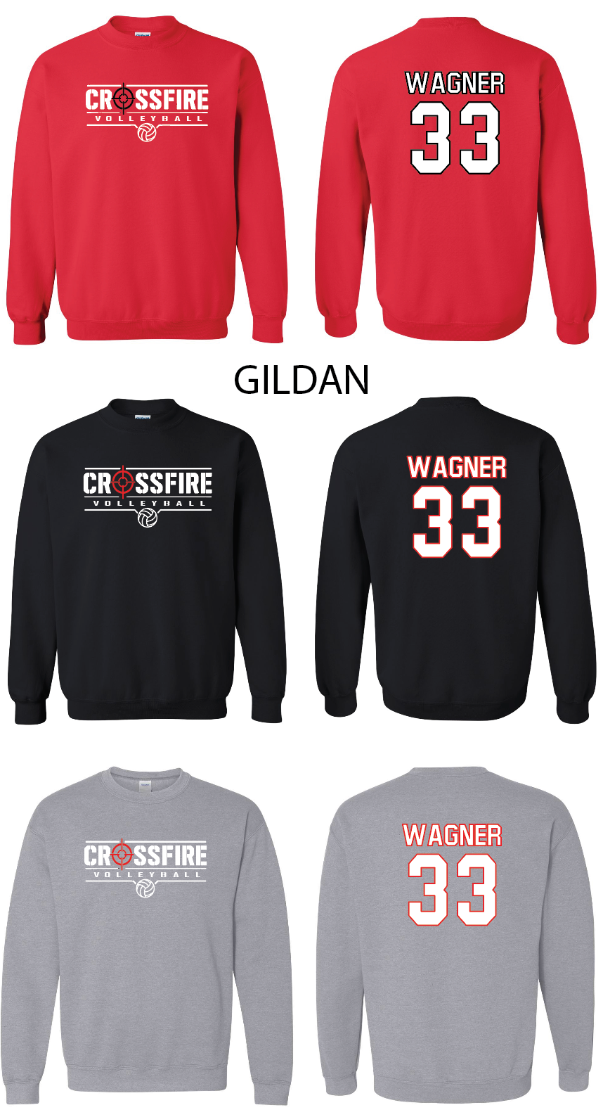 Crossfire Volleyball Crew Sweatshirts