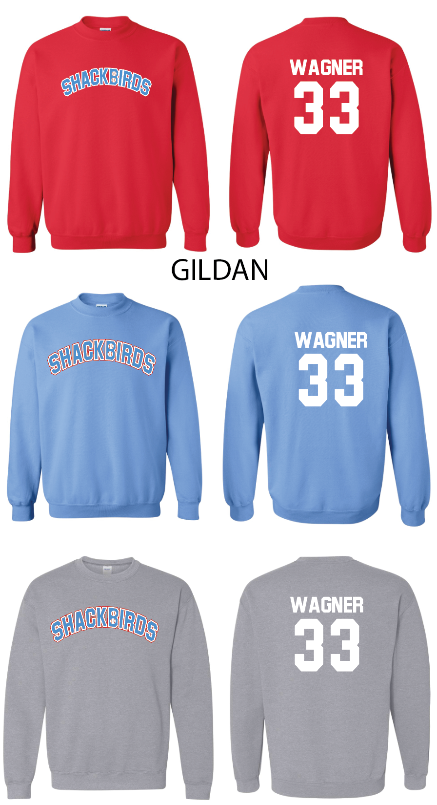 Shackbirds Crew Sweatshirts
