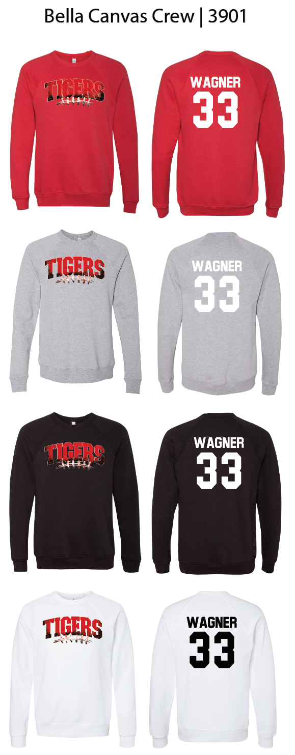 Tigers Football Laces Crew Sweatshirts