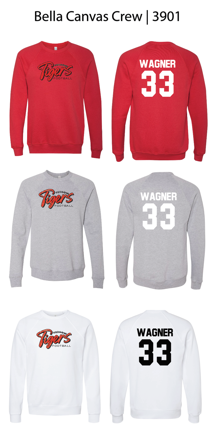 Tigers Football Crew Sweatshirts