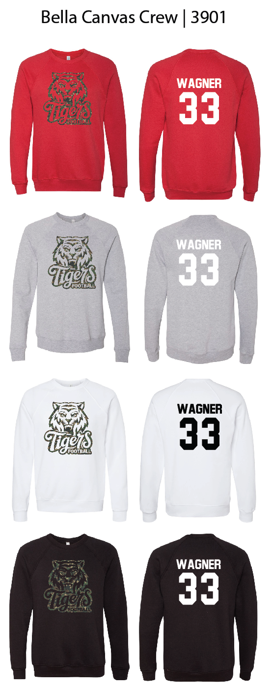 Camo Tiger Football Crew Sweatshirts