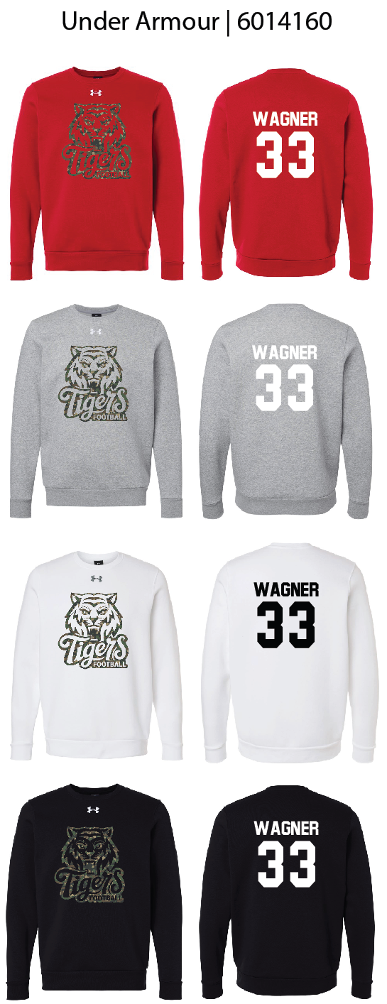 Camo Tiger Football Crew Sweatshirts