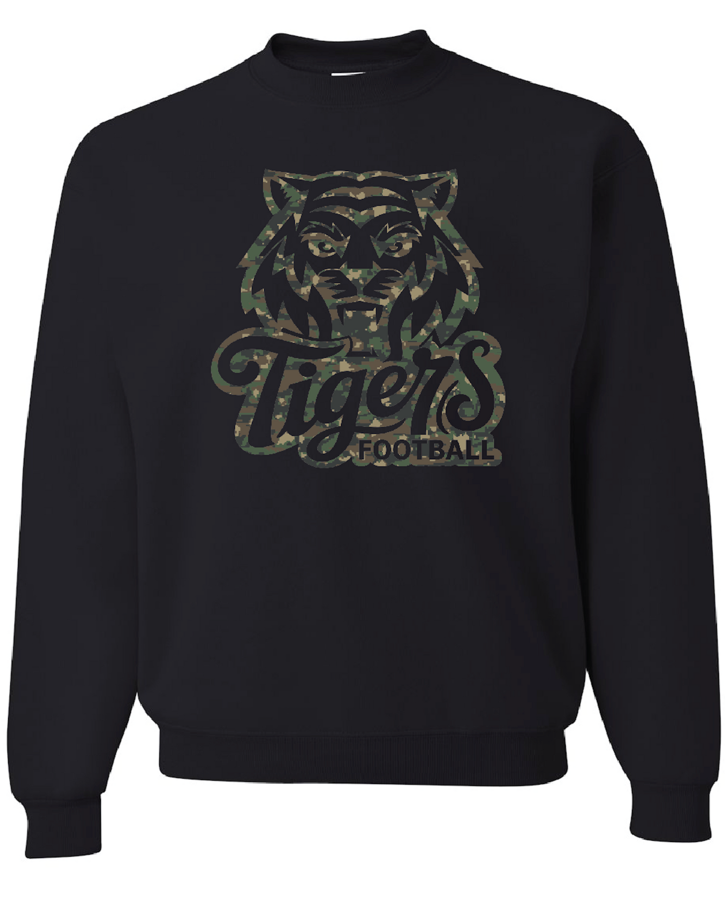 Camo Tiger Football Crew Sweatshirts