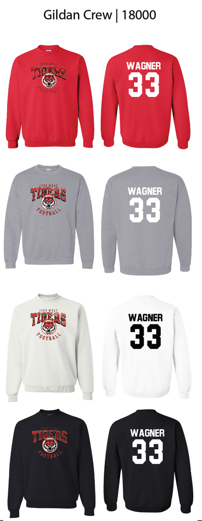 Tigers Football Logo Crew Sweatshirts