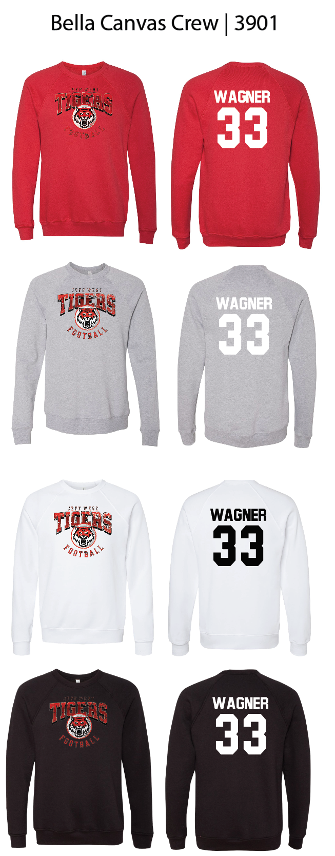 Tigers Football Logo Crew Sweatshirts
