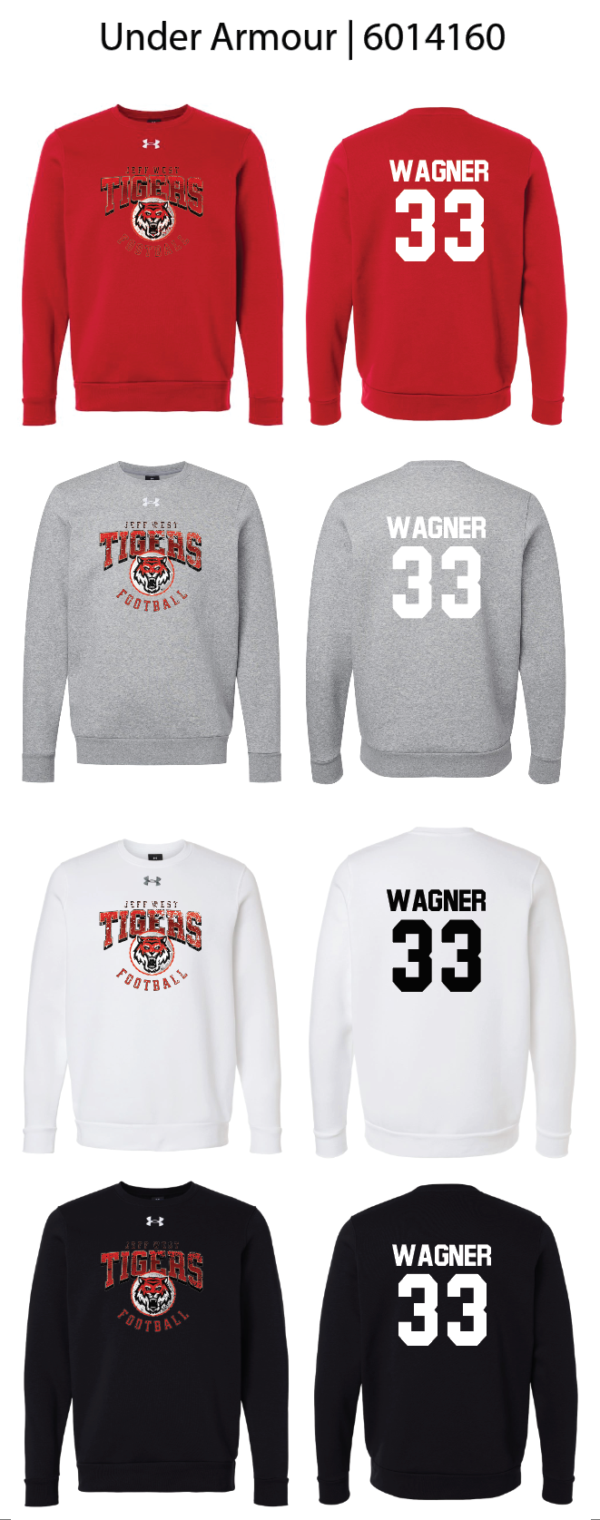 Tigers Football Logo Crew Sweatshirts