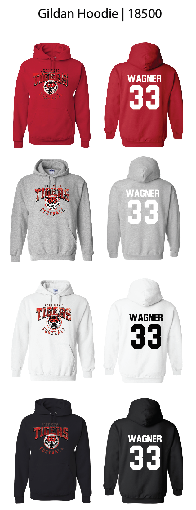Tigers Football Logo Hoodies