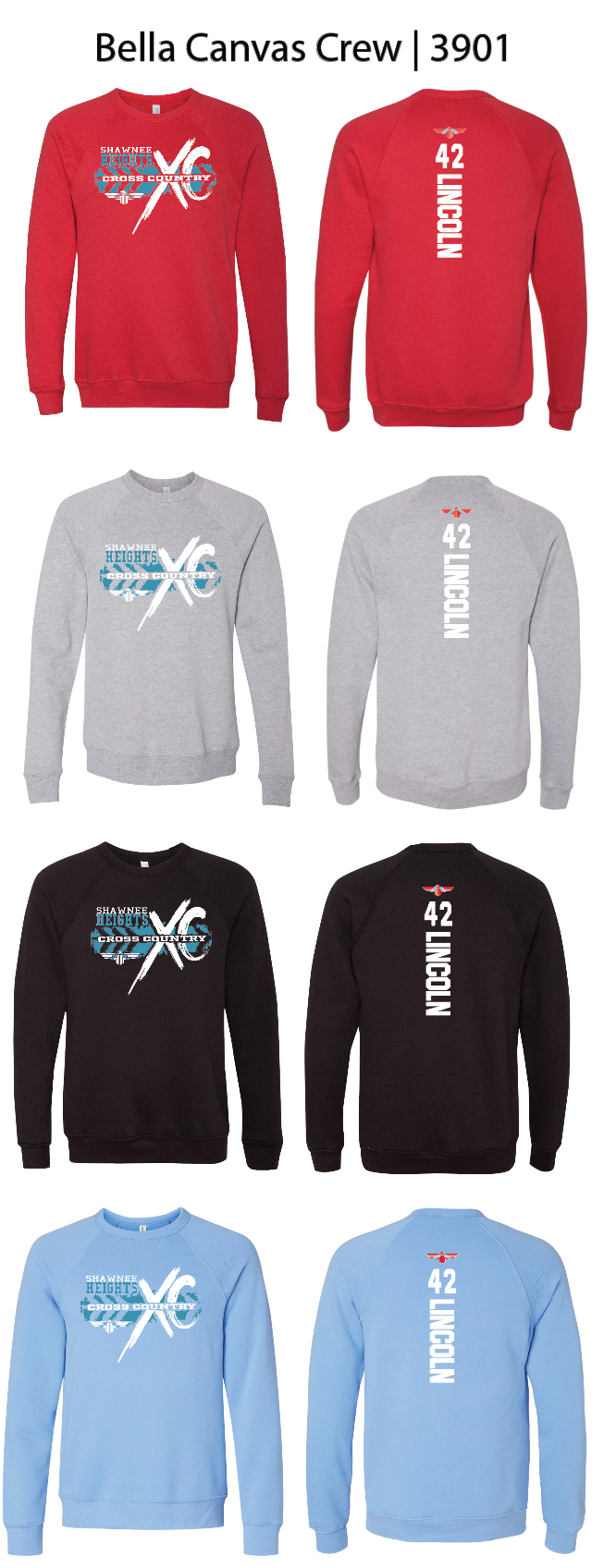 Shawnee Heights Cross Country Crew Sweatshirts