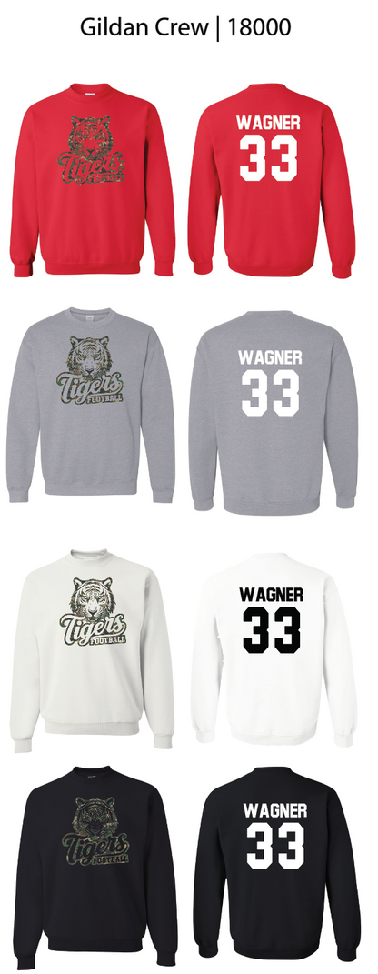 Camo Tiger Football Crew Sweatshirts