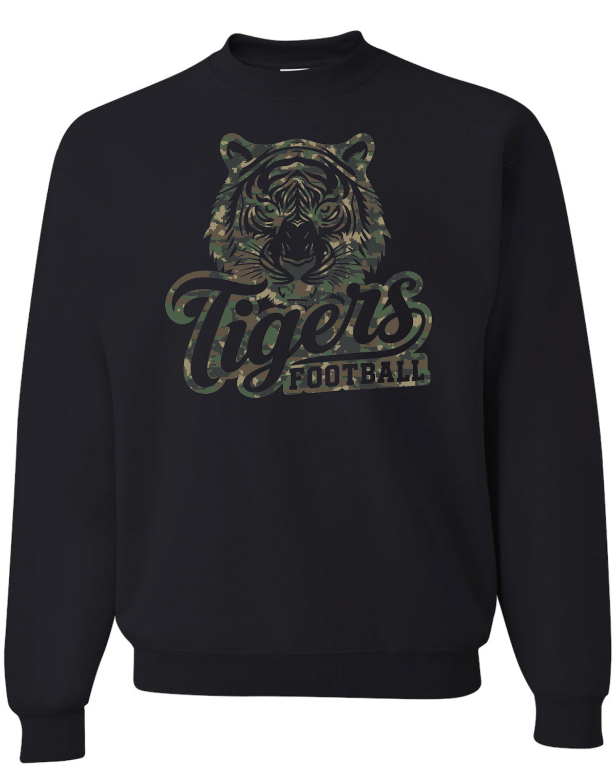Camo Tiger Football Crew Sweatshirts