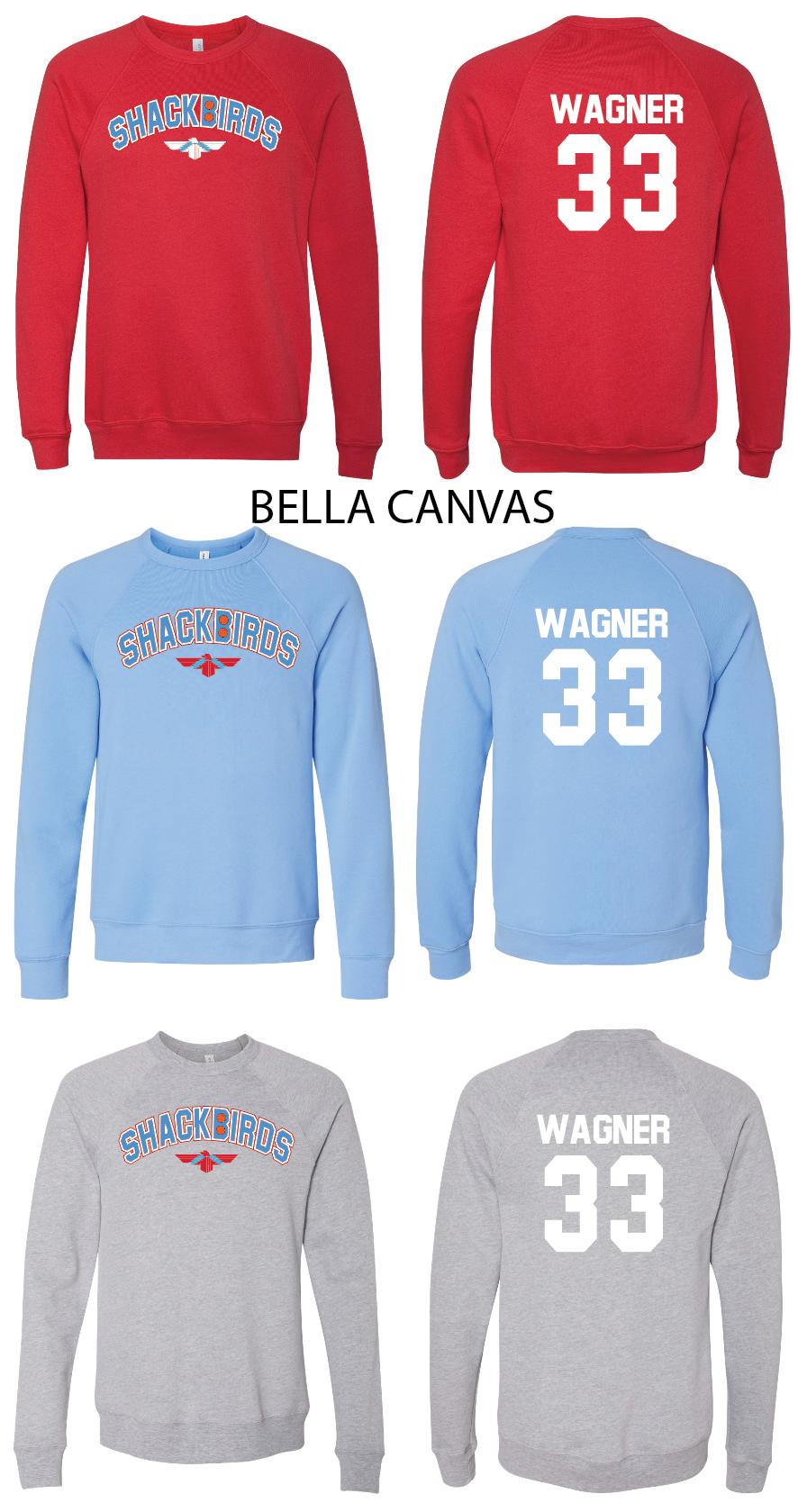 Shackbirds Basketball Crew Sweatshirts