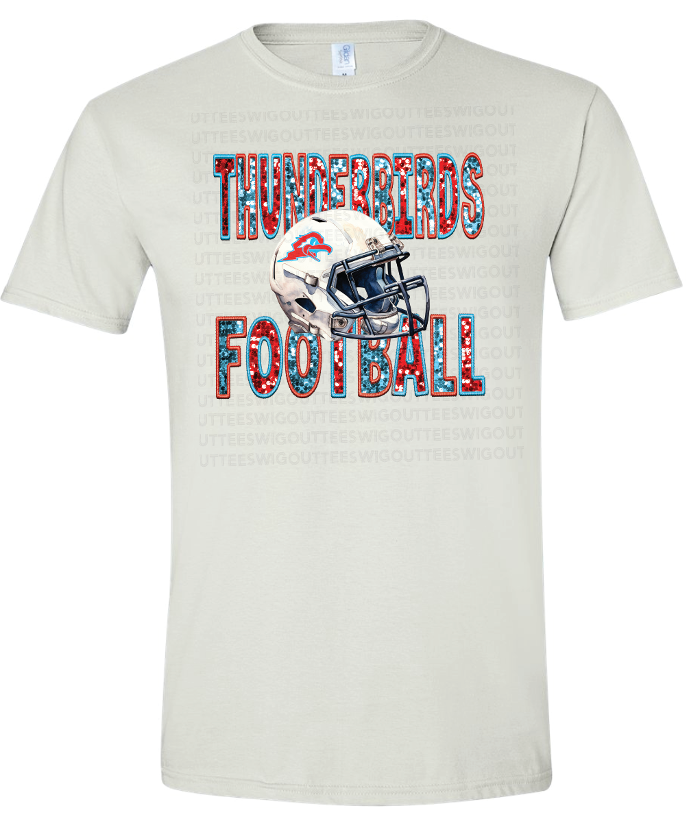 Faux Glitter Thunderbird Football Gildan Softstyle T-Shirt