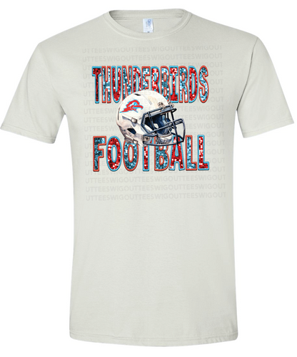 Faux Glitter Thunderbird Football Gildan Softstyle T-Shirt