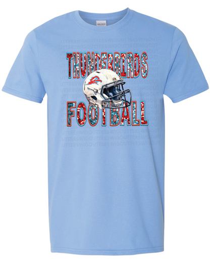 Faux Glitter Thunderbird Football Gildan Softstyle T-Shirt