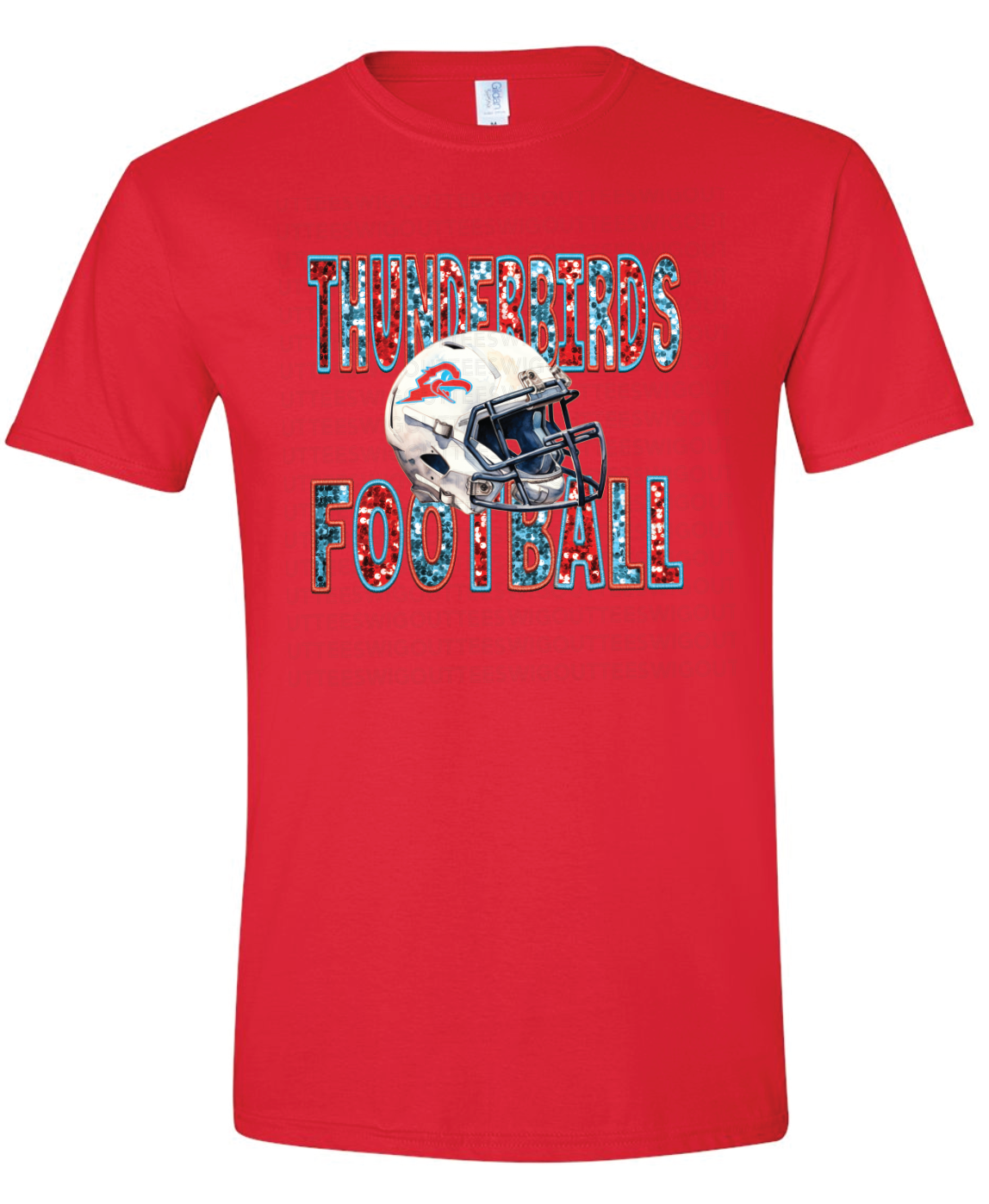 Faux Glitter Thunderbird Football Gildan Softstyle T-Shirt