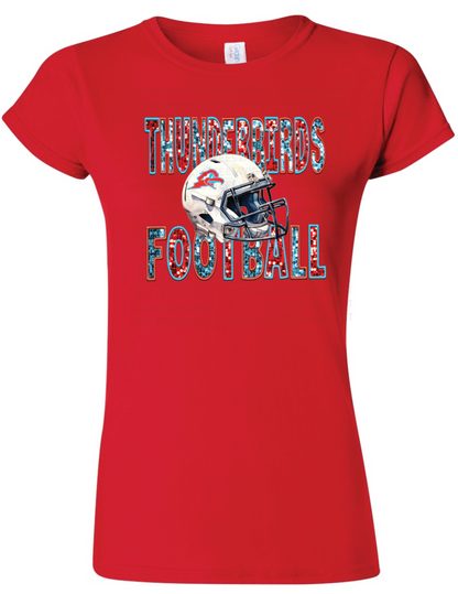 Faux Glitter Thunderbird Football Womens Gildan Softstyle T-Shirt