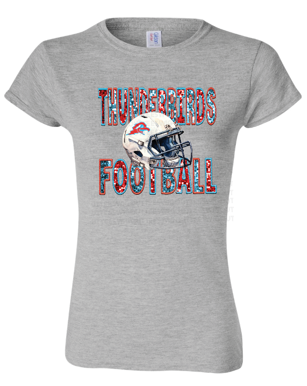 Faux Glitter Thunderbird Football Womens Gildan Softstyle T-Shirt