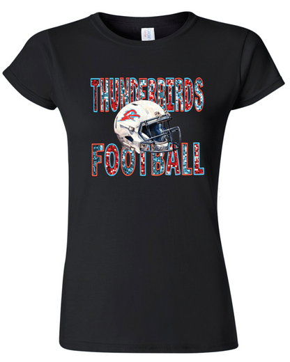 Faux Glitter Thunderbird Football Womens Gildan Softstyle T-Shirt