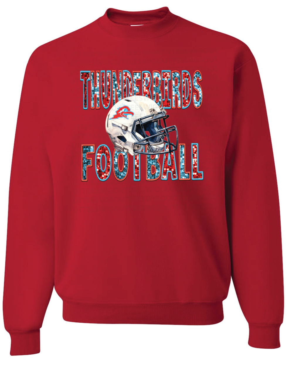 Faux Glitter Thunderbirds Football Jerzees Nublend Crew Sweatshirt