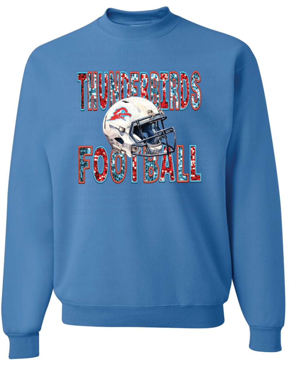 Faux Glitter Thunderbirds Football Jerzees Nublend Crew Sweatshirt