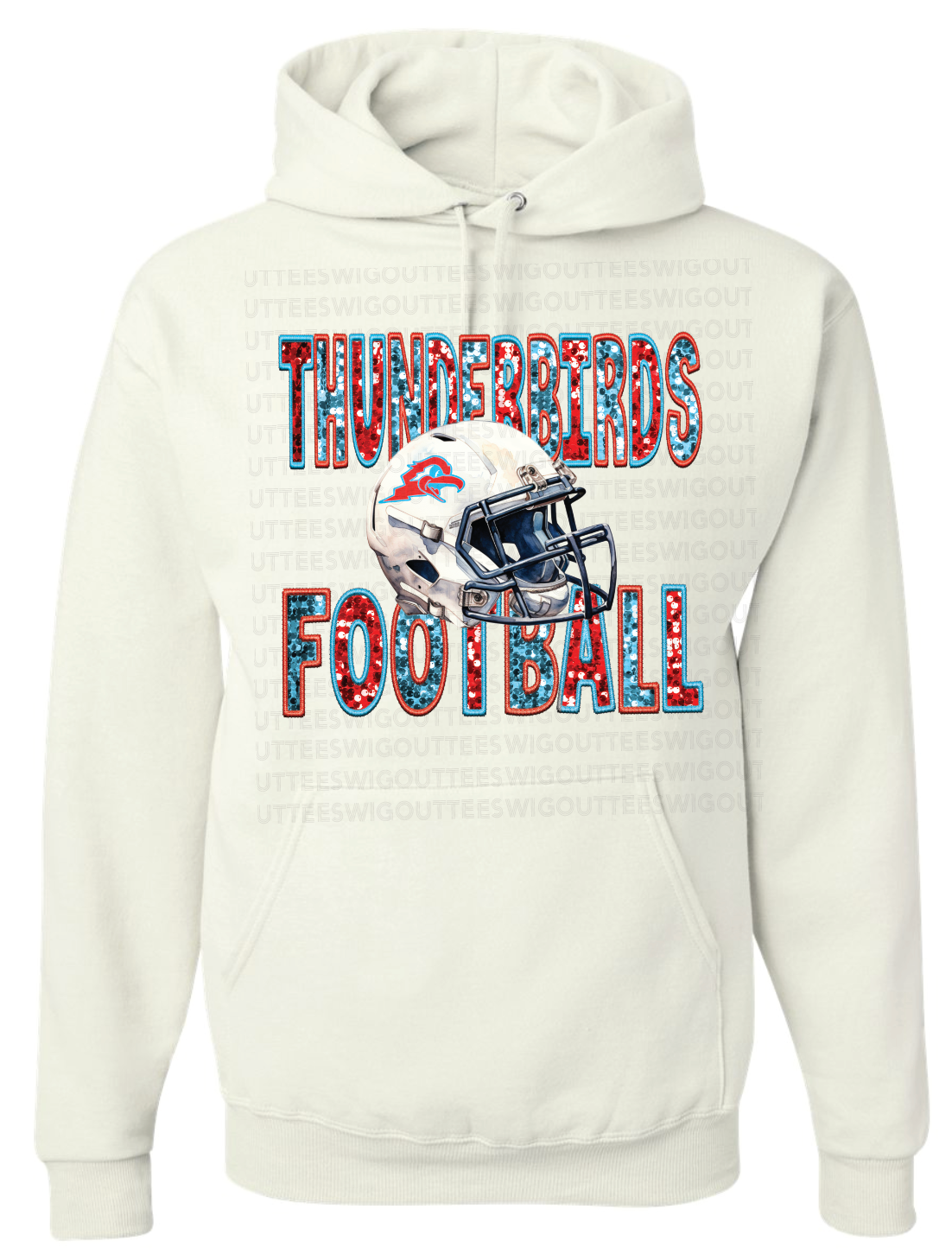 Faux Glitter Thunderbirds Football Jerzees Nublend Hooded Sweatshirt