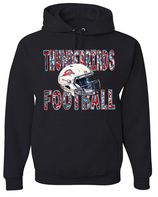 Faux Glitter Thunderbirds Football Jerzees Nublend Hooded Sweatshirt