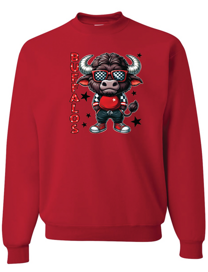 Buffalos Mascot Jerzees Nublend Crew Sweatshirt