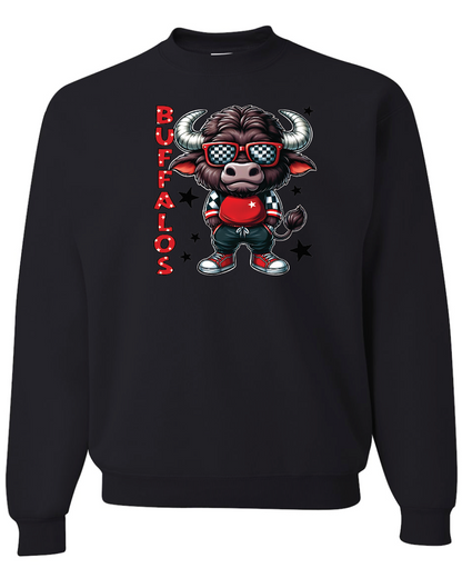 Buffalos Mascot Jerzees Nublend Crew Sweatshirt