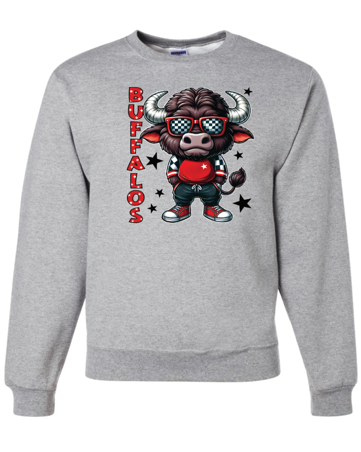 Buffalos Mascot Jerzees Nublend Crew Sweatshirt