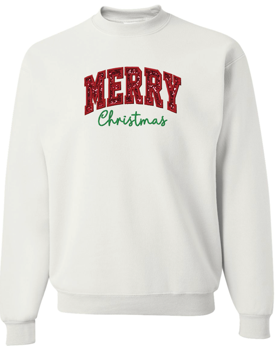 Embroidered Glitter Merry Christmas